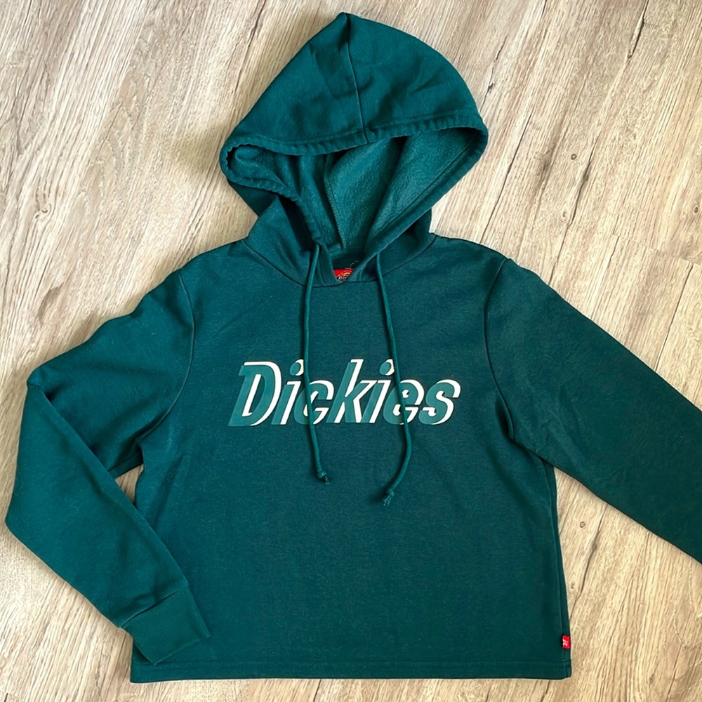 Dickies forest green cropped logo hoodie